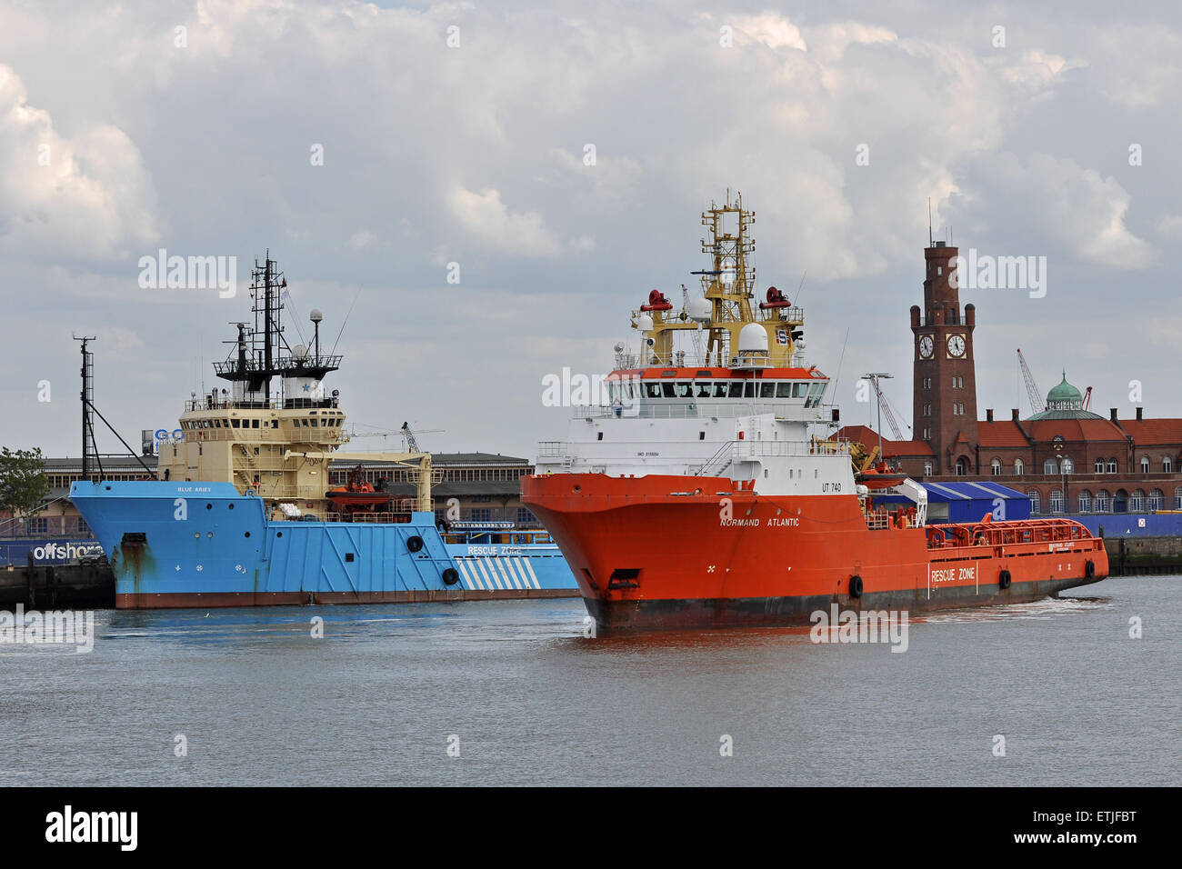 Normand Atlantic & Blue Aries in Cuxhaven Stock Photo