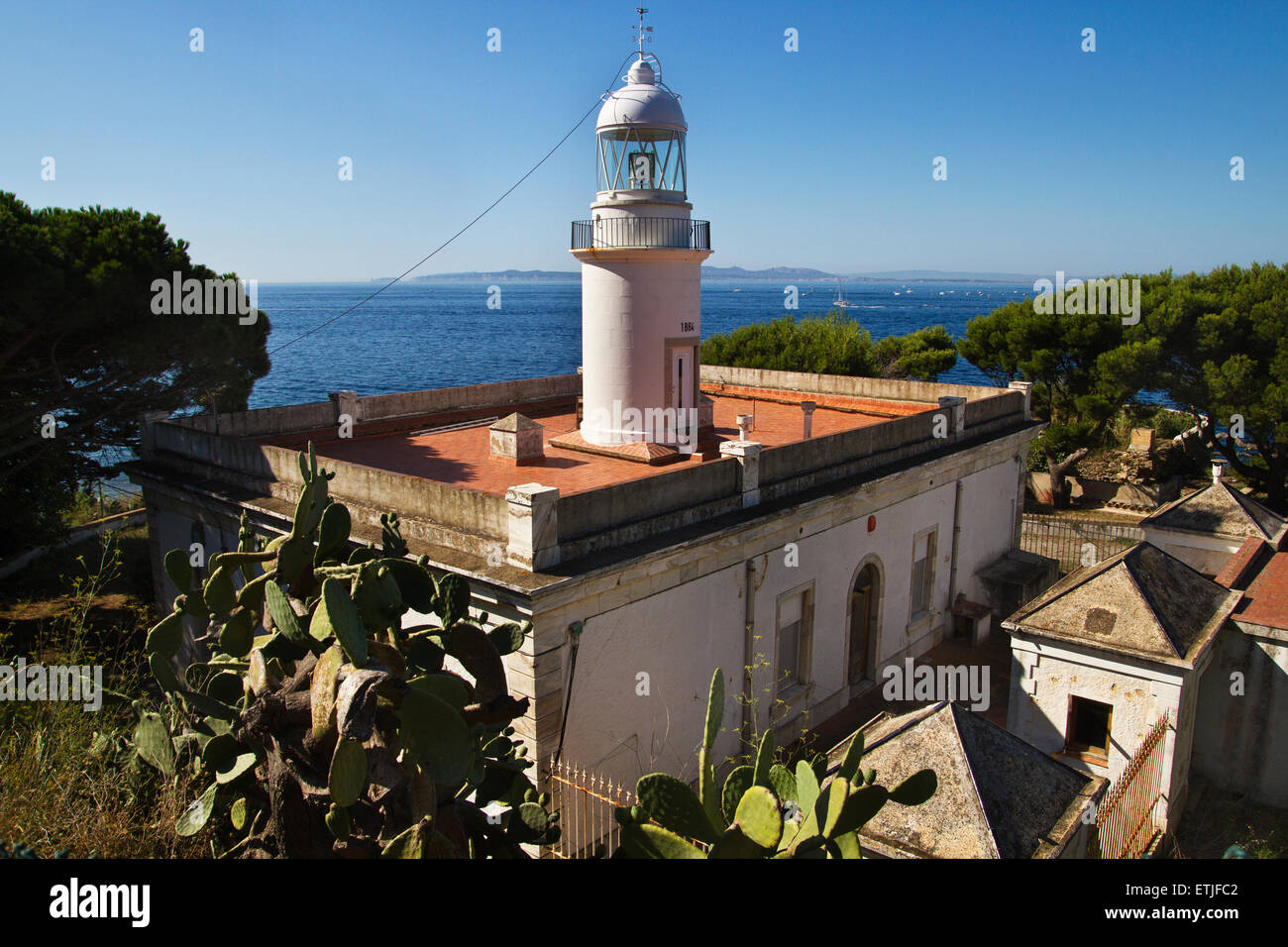 Roses lighthouse. XIX century. Stock Photo