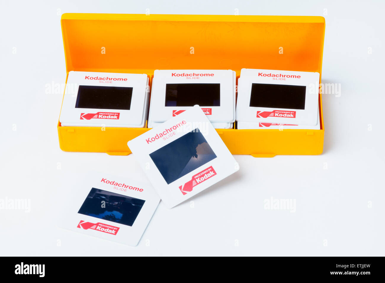 Box of Kodak Kodachrome photographic transparency slides Stock Photo