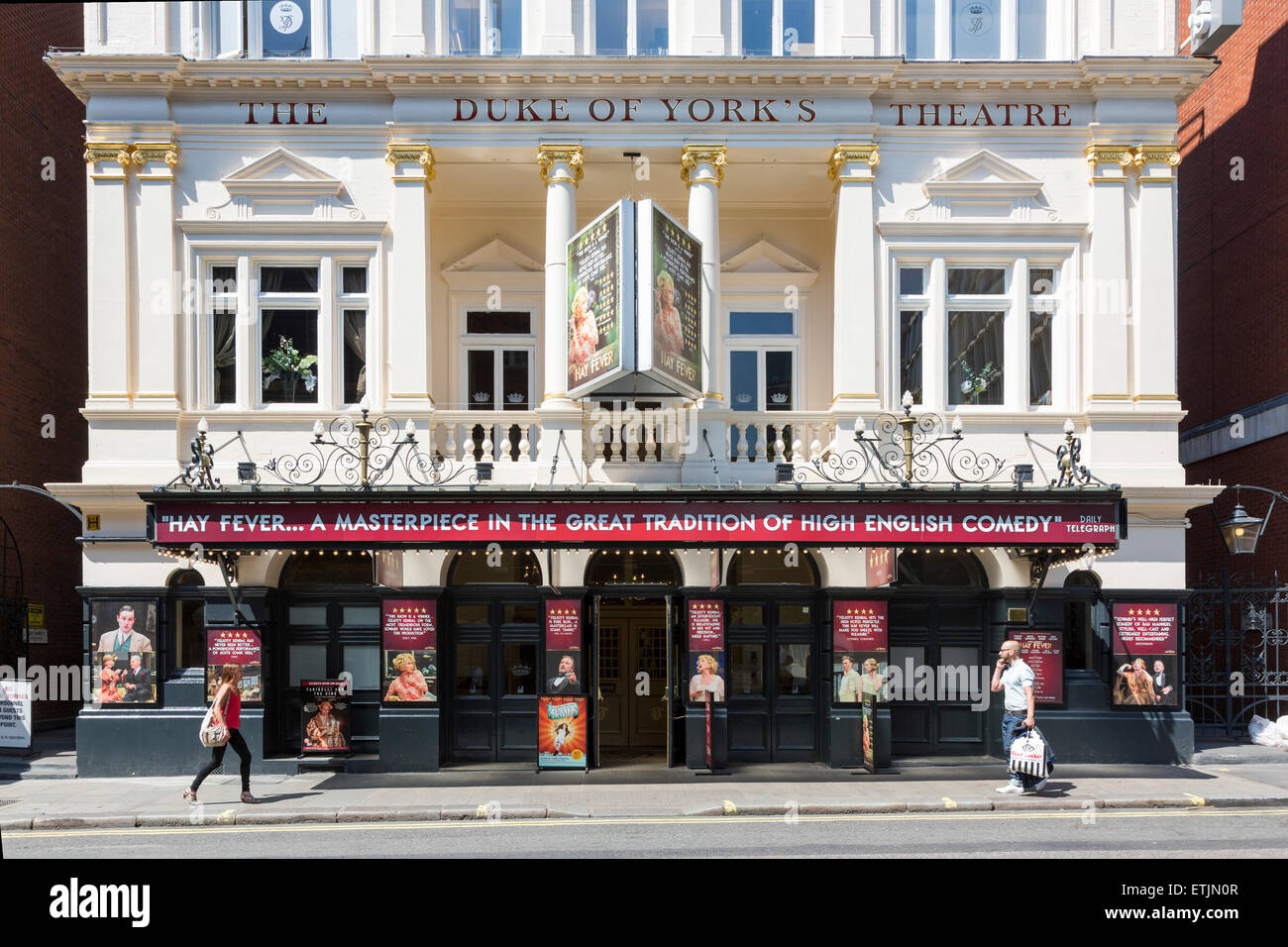 Exterior view of the Duke of York's Theatre with posters for the show