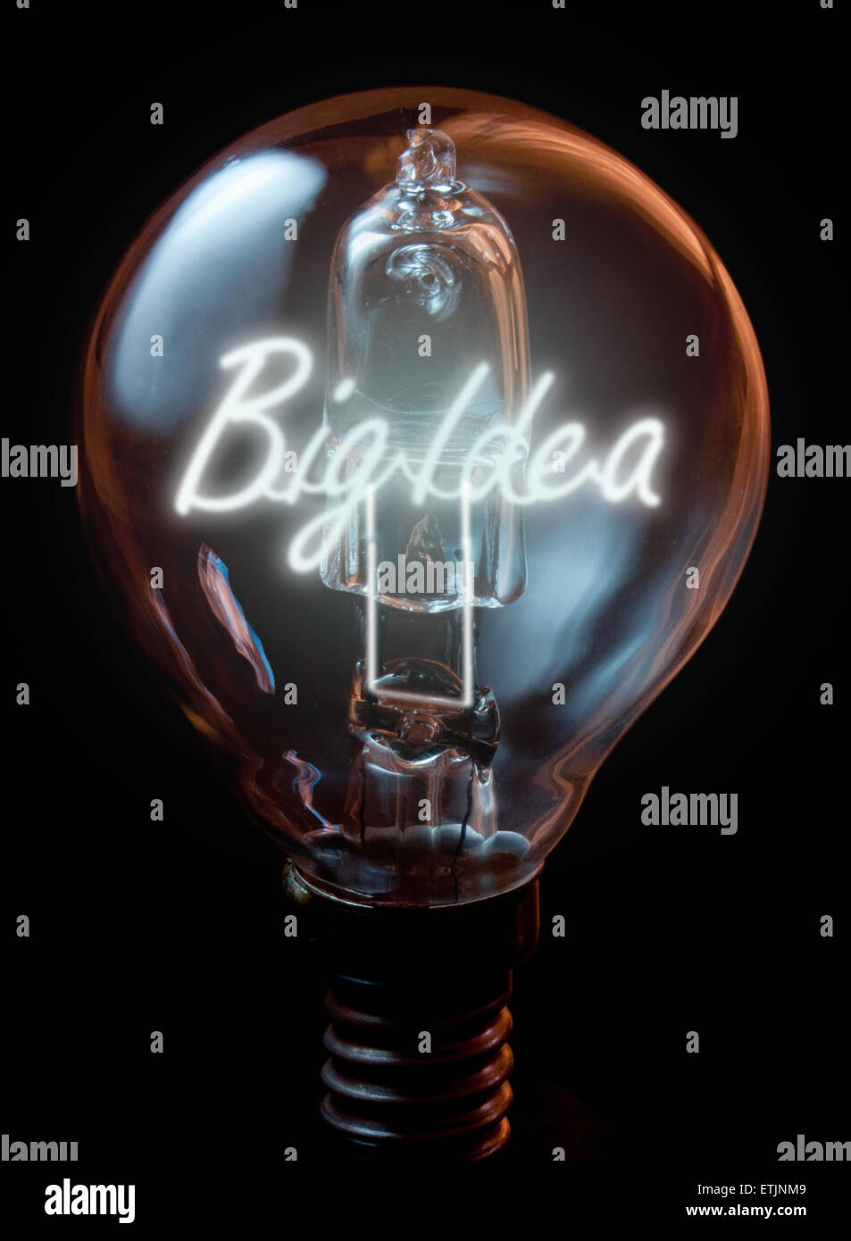 Light bulb illuminating the words big idea Stock Photo Alamy