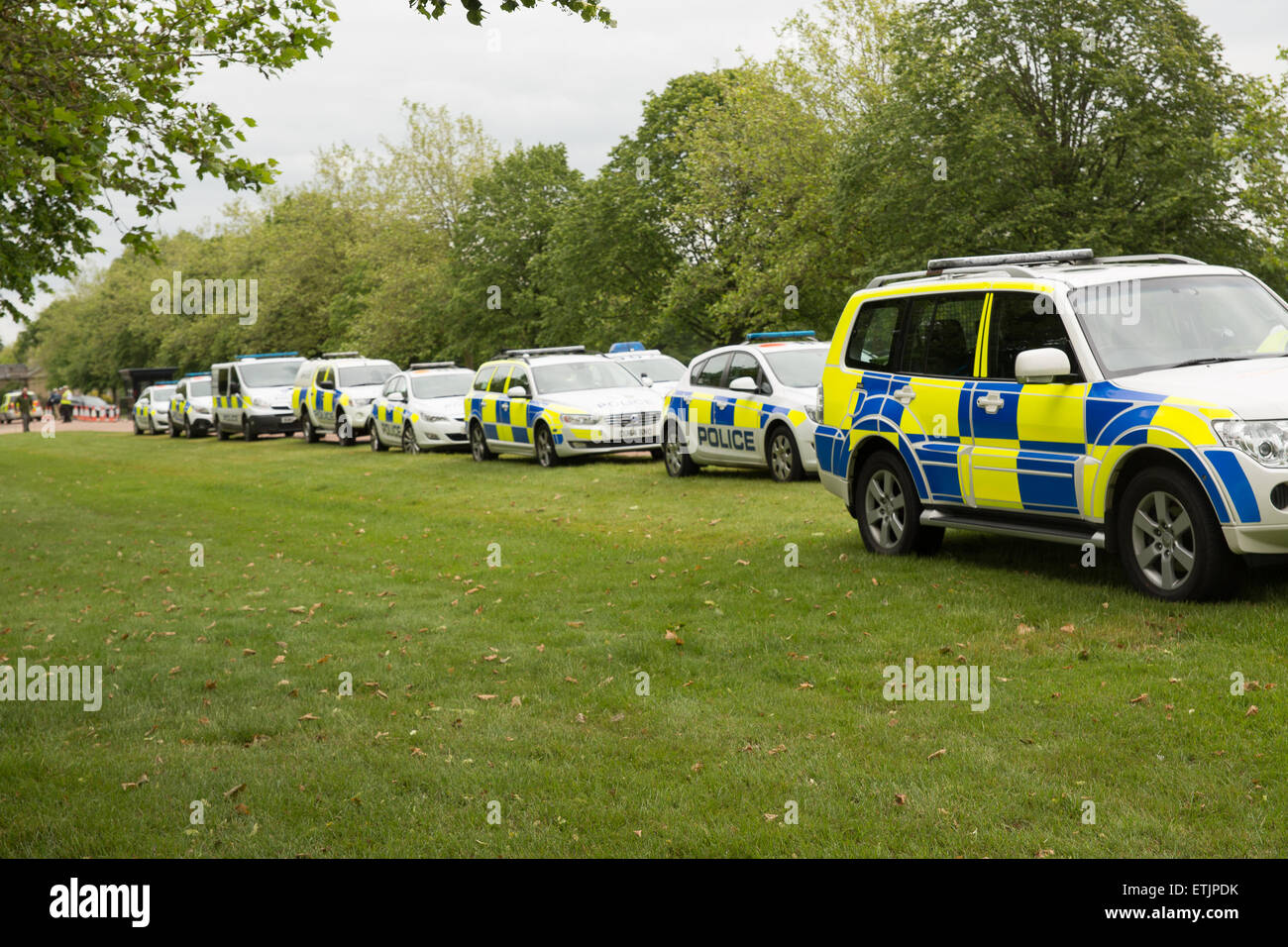Oxford, UK. 14th June, 2015. Ten Police cars seen at the Bleheim