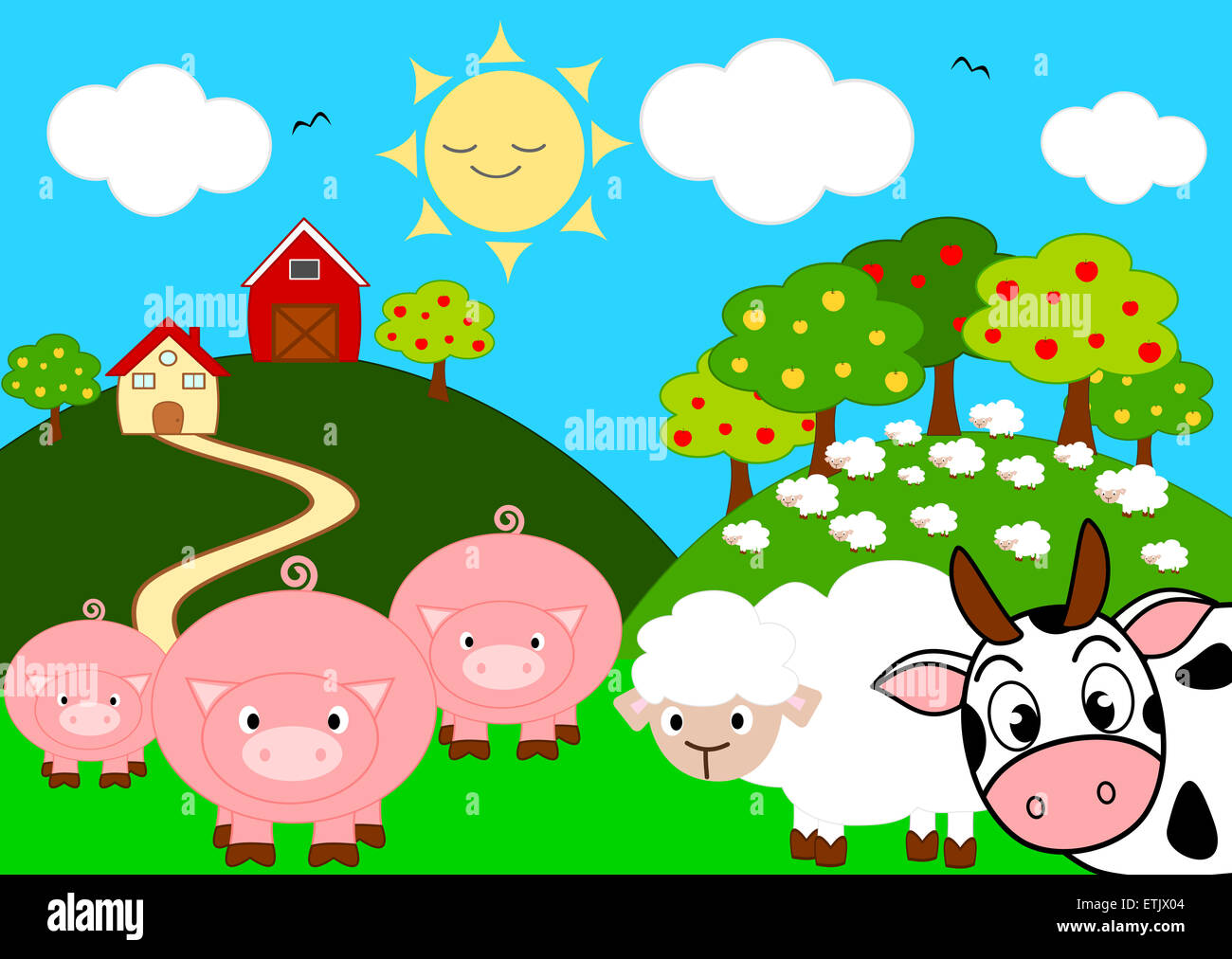 animal farm funny cartoon illustration Stock Photo - Alamy, image size:1300x1012