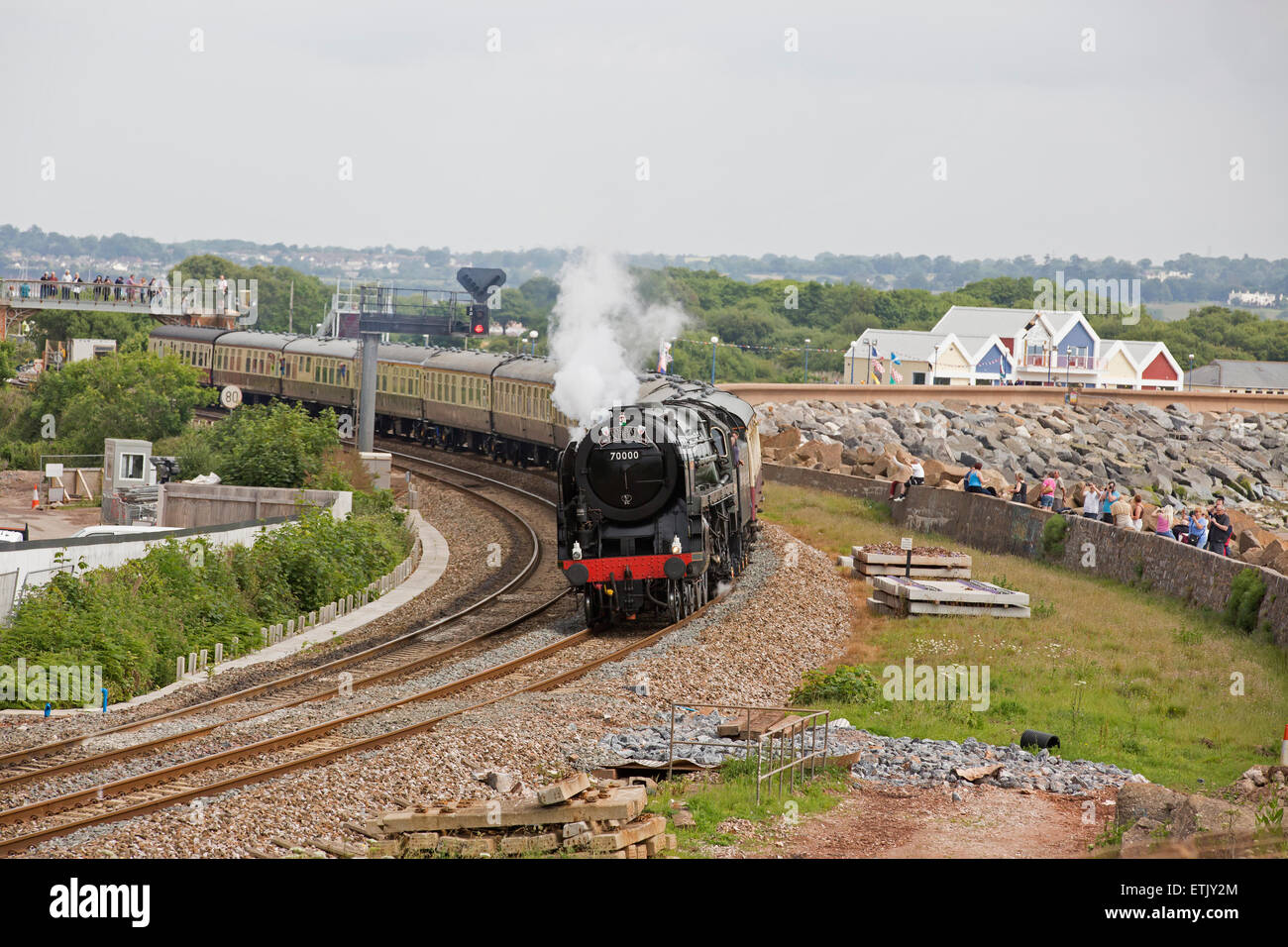 Dawlish Warren UK 14th June 2015 Britannia Torbay Express Steam dawlish-warren-uk-14th-june-2015-britannia-torbay-express-steam