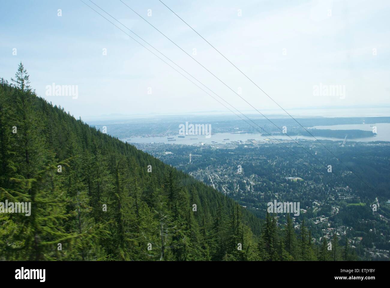 on top of grouse mountain in west vancouver Stock Photo