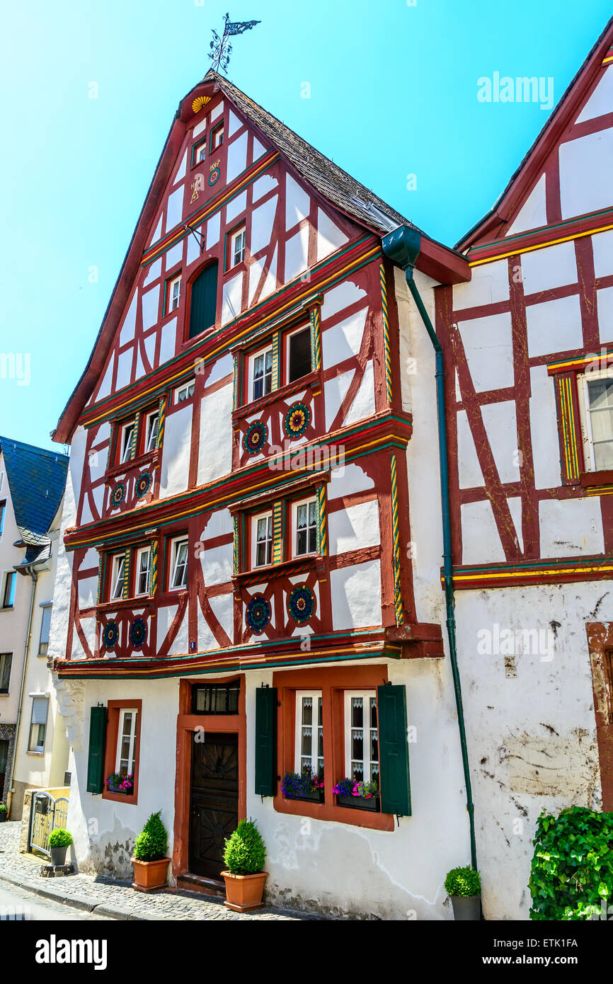 Timber Frame House in Urzig, Moselle valley, Germany Stock Photo