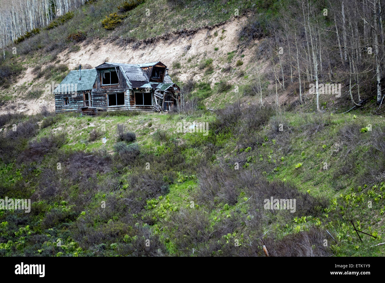 Abandoned and deserted home in Colorado USA. Stock Photo