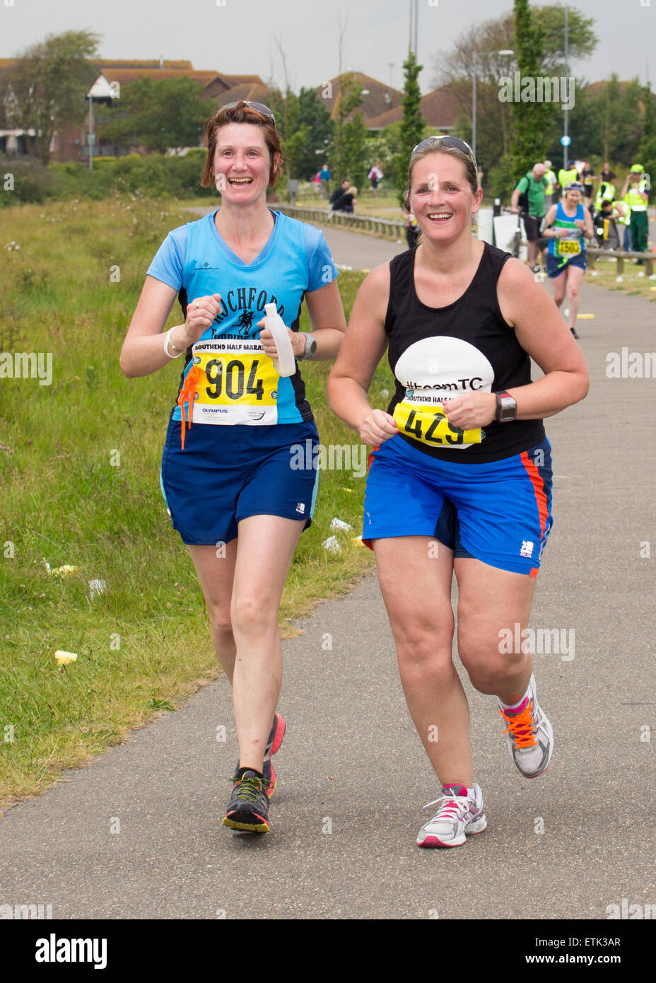 Southend-On-Sea, UK. 14th June 2015. Runners in this years Havens Hospices Southend on Sea Half Marathon. Last year runner Nick Palmer, 37, from Great Wakering collapsed and died after crossing the finish line.  This years race passed without major incident. Credit:  Graham Eva/Alamy Live News Stock Photo