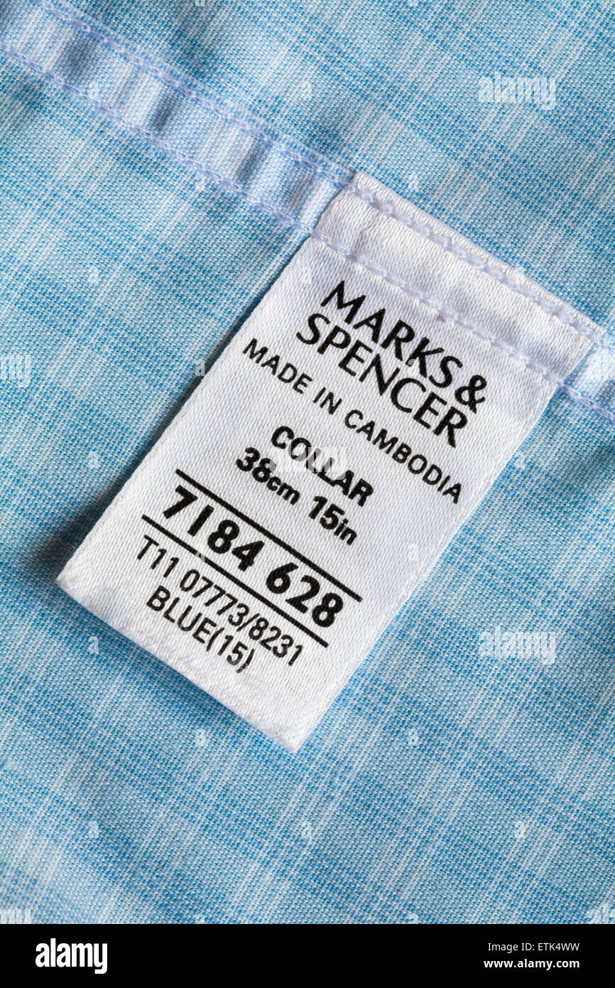Made in Cambodia - label in Blue Harbour Marks & Spencer mans shirt ...