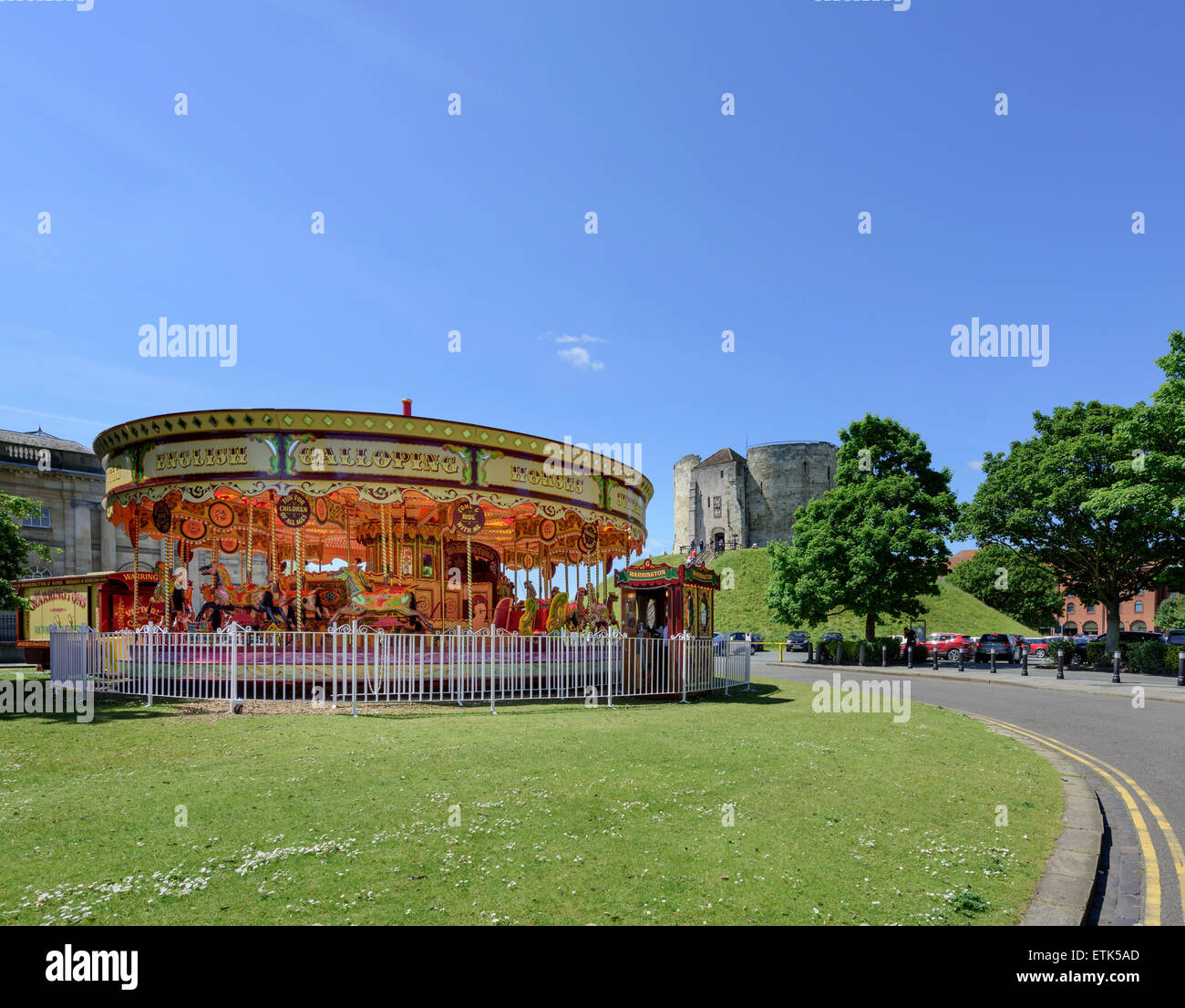 Merry-go-round near Clifford's Tower York Stock Photo