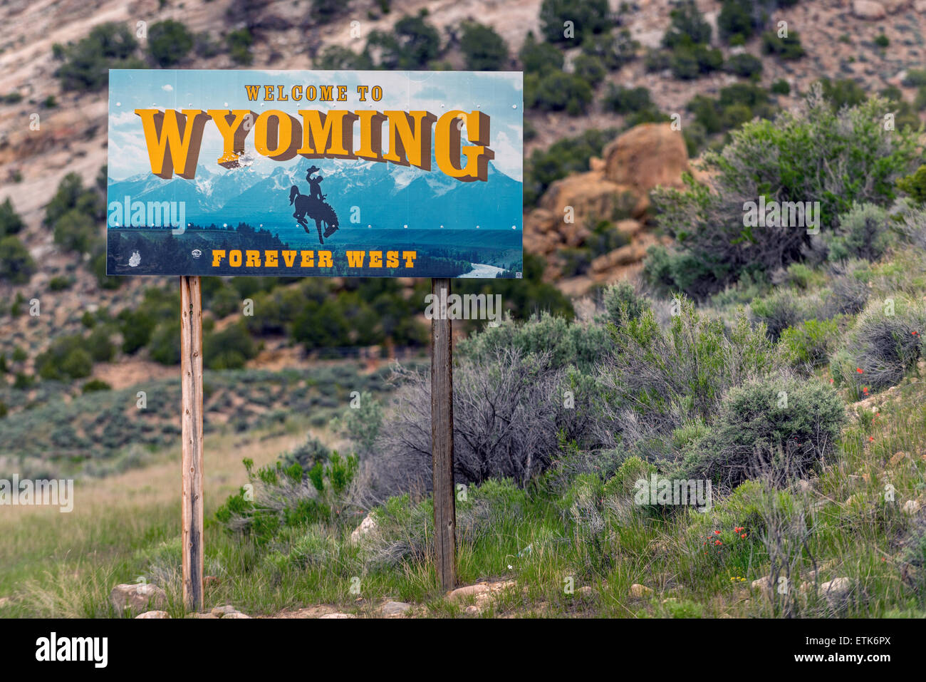 The border between Utah and Wyoming, on Highway 191, near Flaming