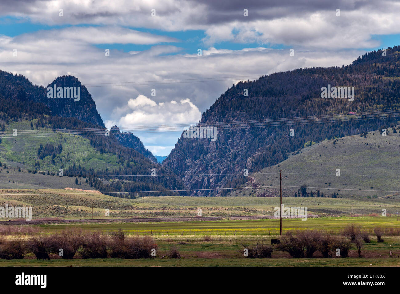 Big sky landscape in rural Wyoming USA Stock Photo Alamy