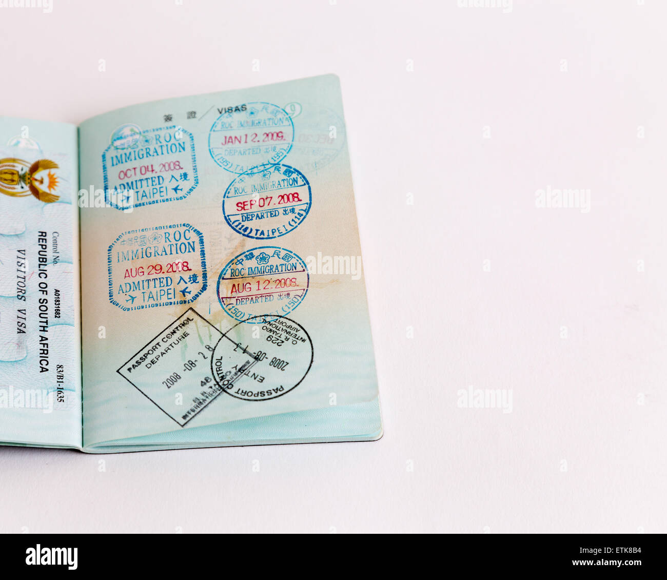 Visa and customs stamps in passports Stock Photo Alamy