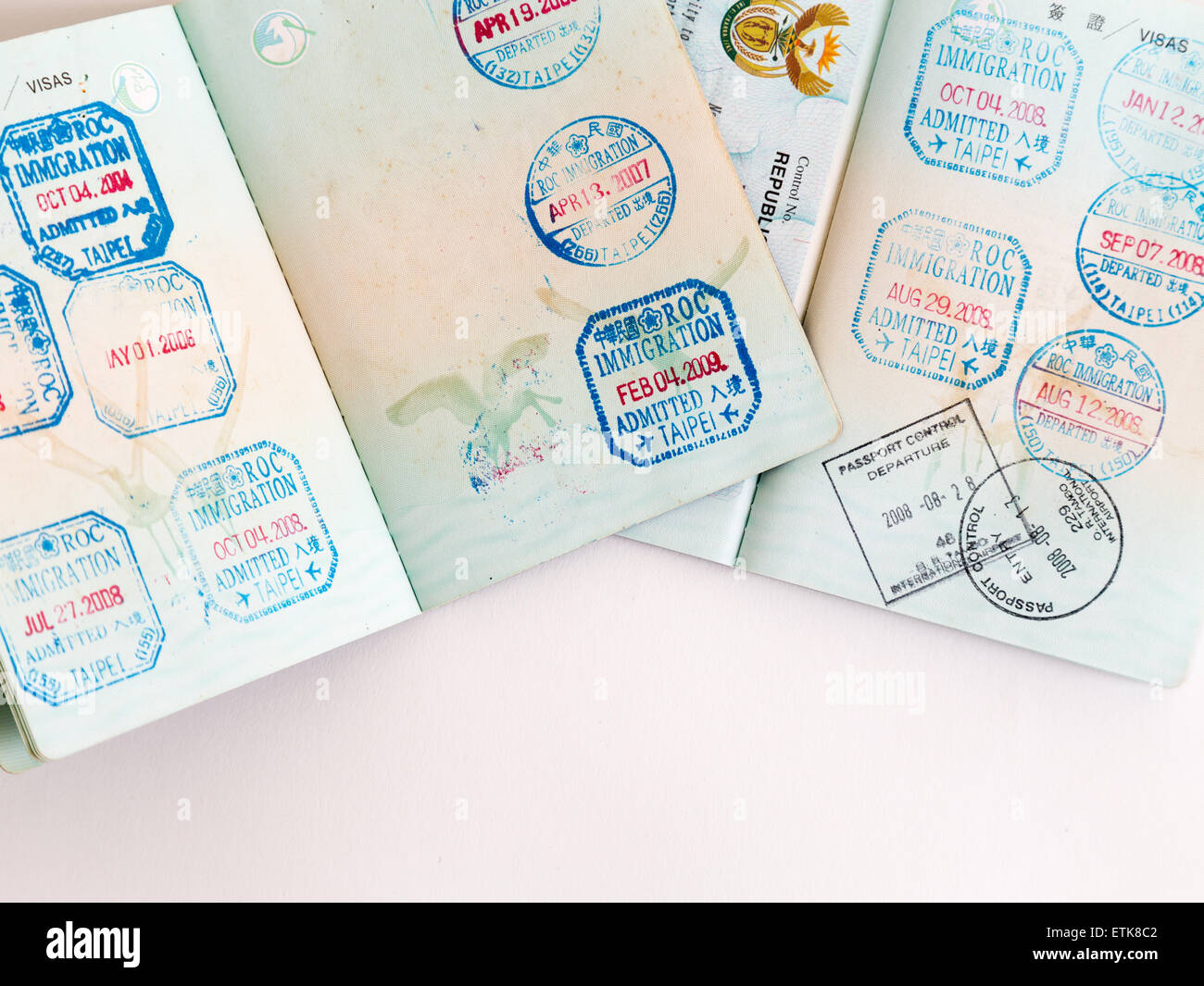 Visa and customs stamps in passports Stock Photo Alamy