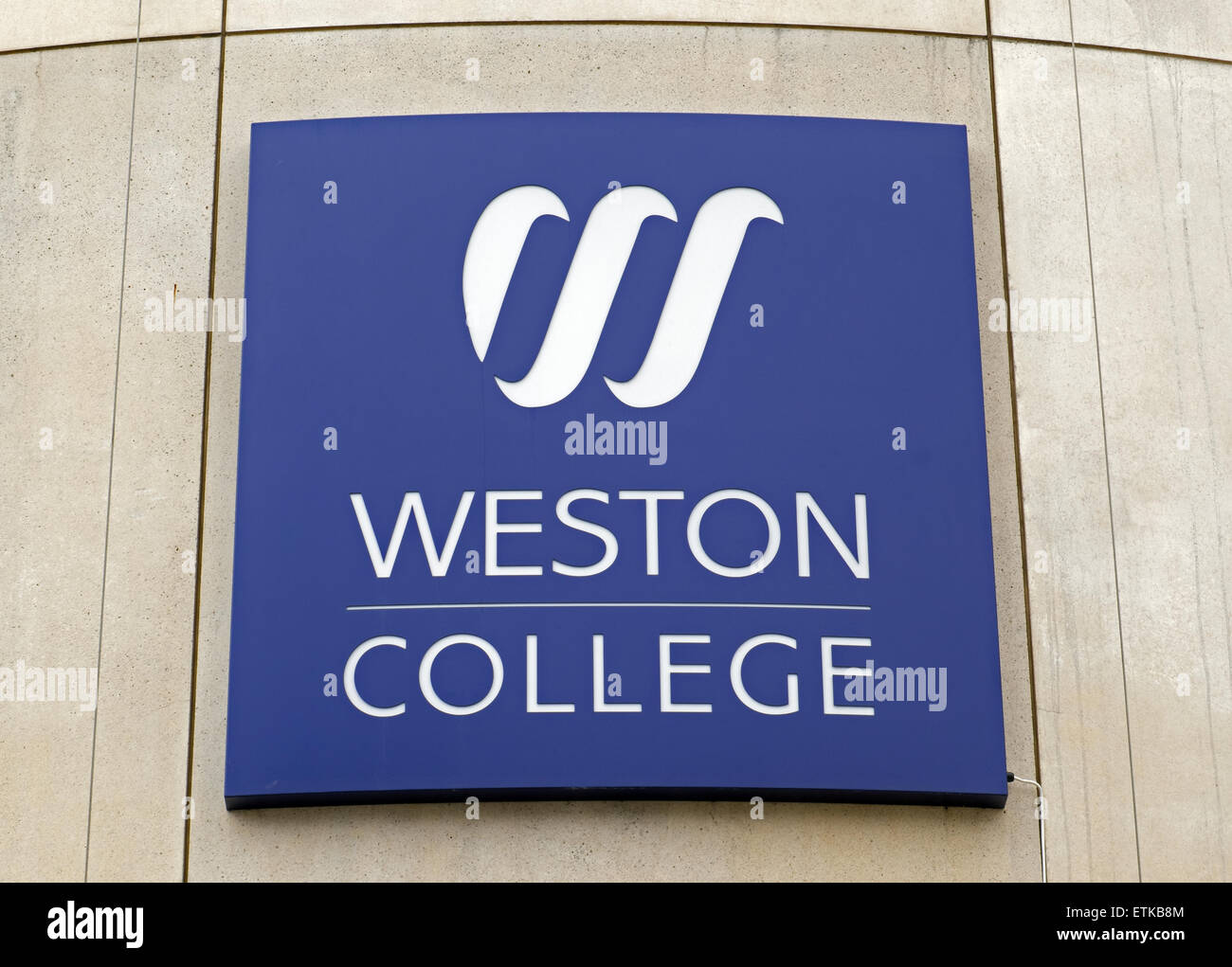 Weston College logo, WestonsuperMare, England Stock Photo Alamy