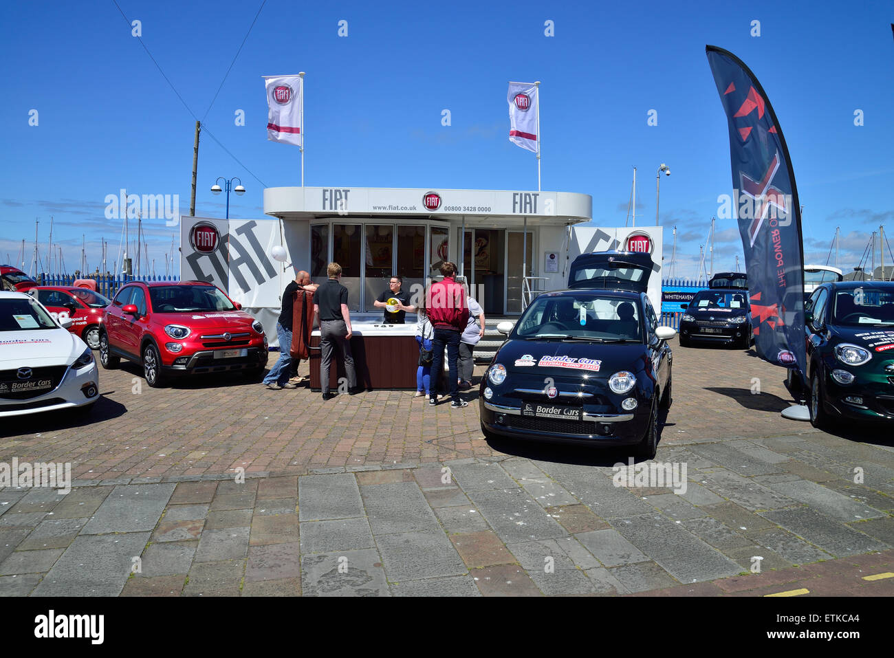 the fiat car stand at the whitehaven car show west cumbria Stock Photo
