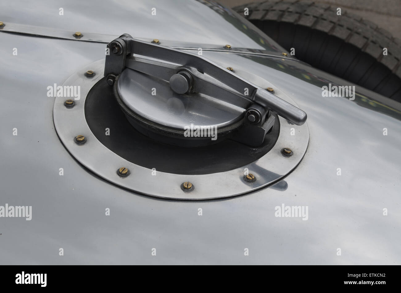 Vintage race cars fuel filler cap Stock Photo Alamy