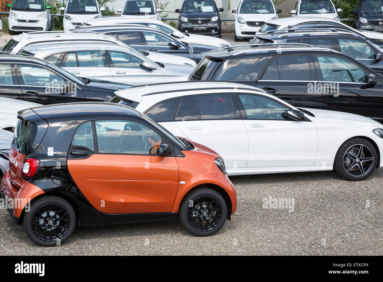 Smart standing on a dealership lot Stock Photo