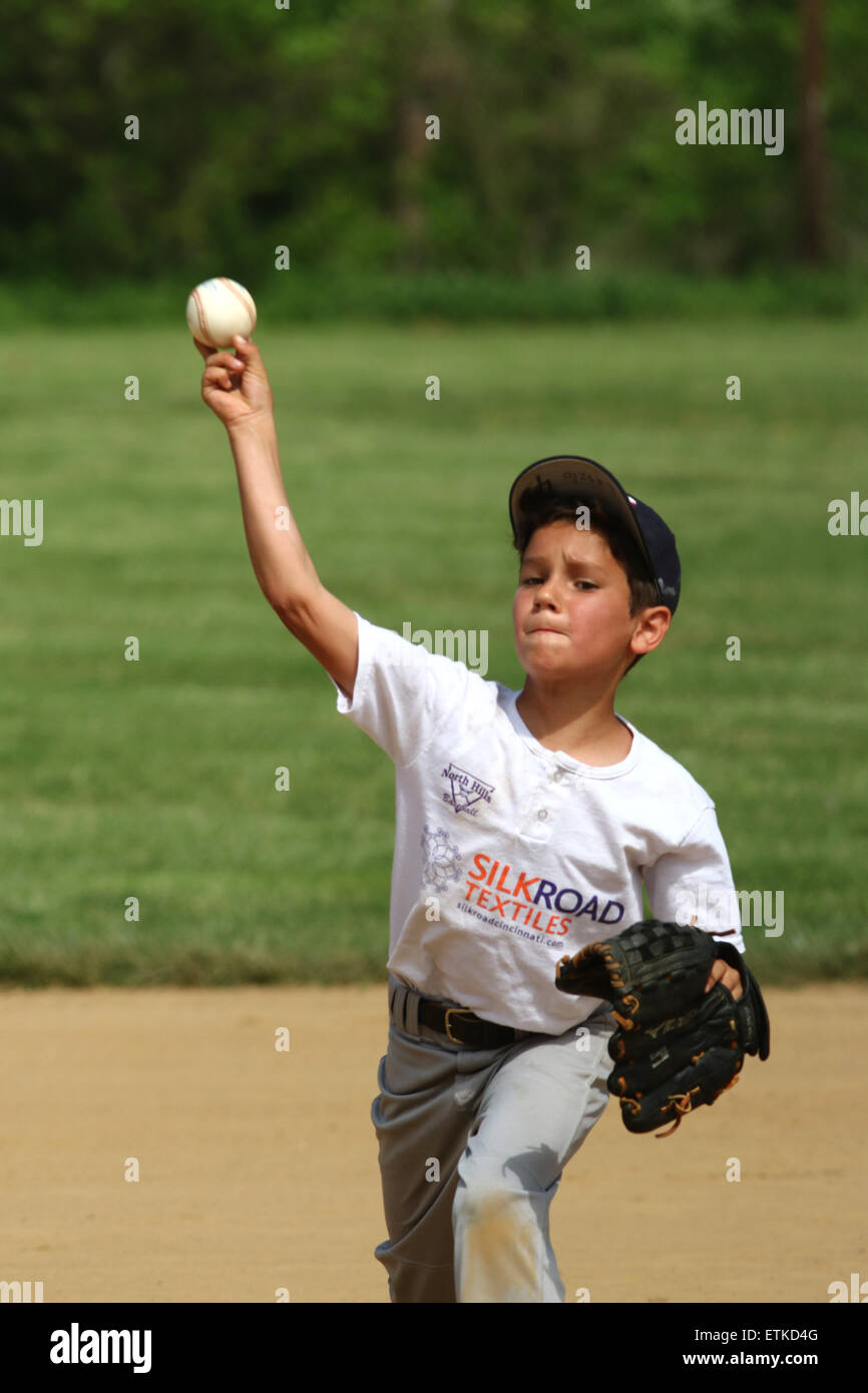 Little League baseball pitcher Ohio Stock Photo Alamy