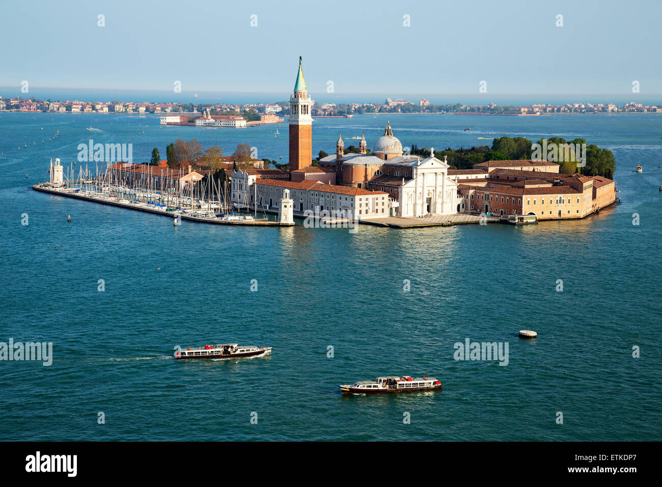 Famous San Giorgio Maggiore island and church near San Marco, Venice, Italy, 2015 Stock Photo