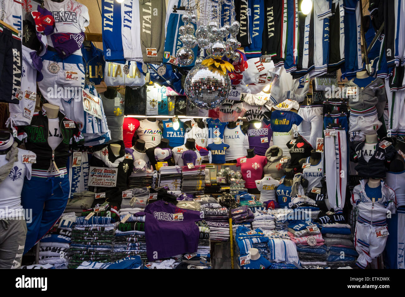 Italian souvenirs shop at the Mercato Centrale market in Florence, Italy  Stock Photo - Alamy