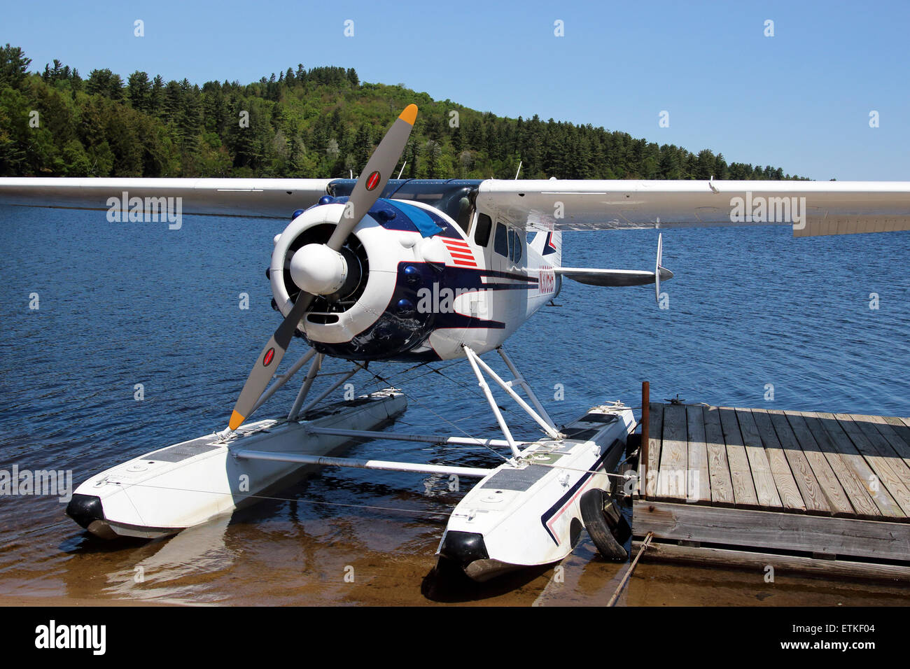 Cessna 195 float plane seaplane Stock Photo - Alamy