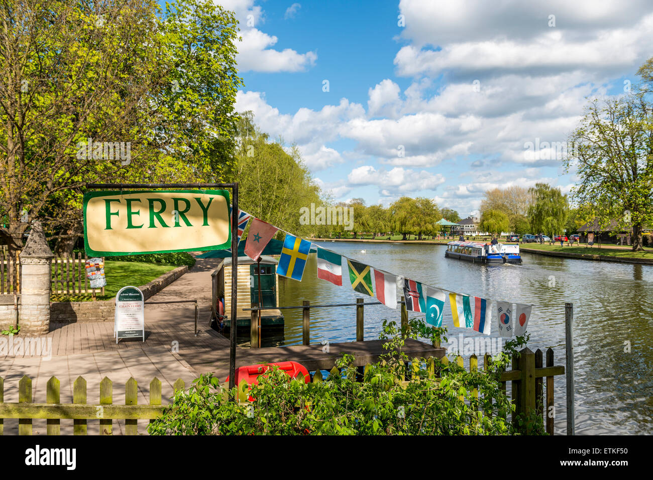 Site of the original Ferry crossing on the River Avon in Stratford upon Avon Stock Photo