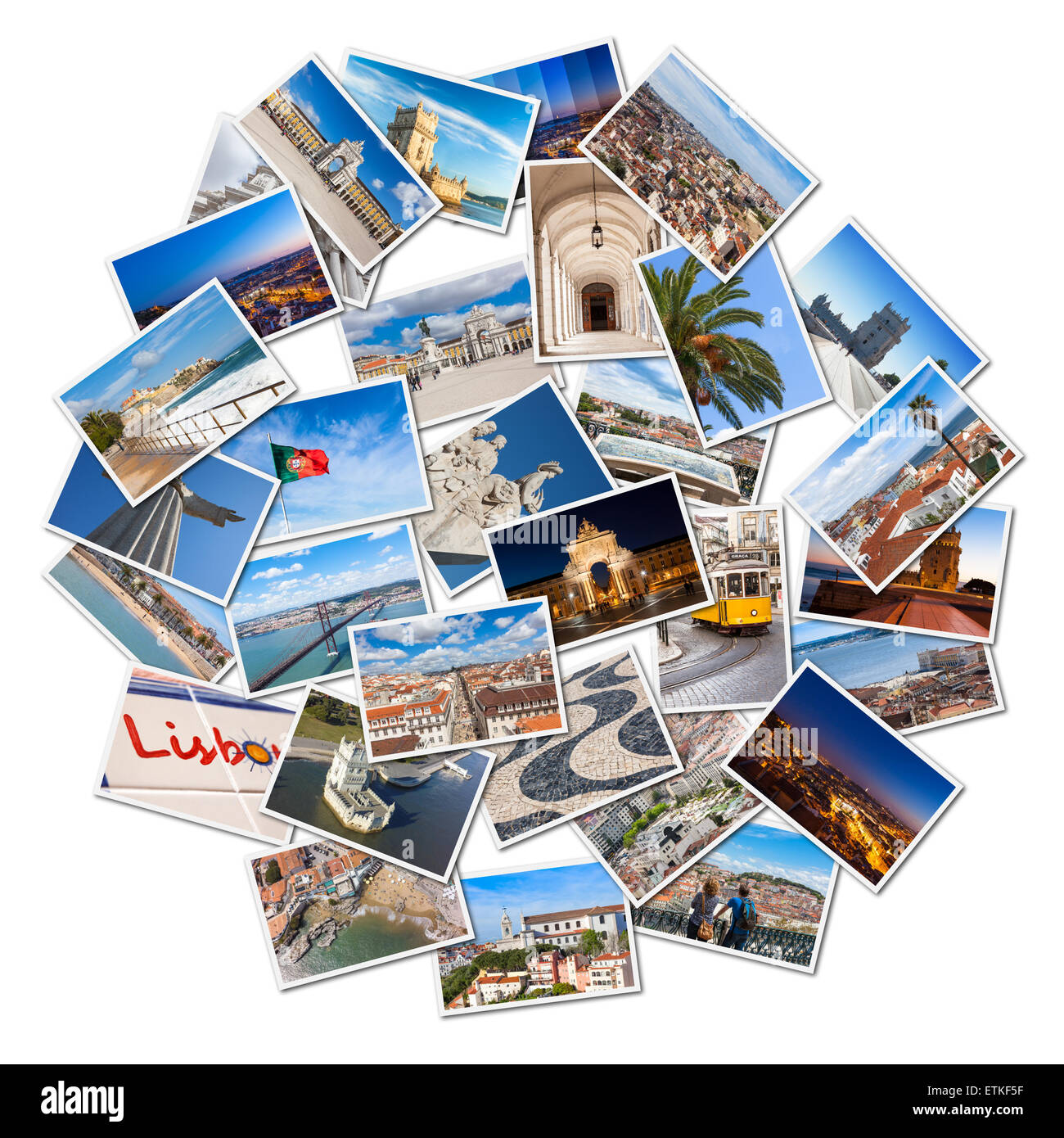 Picture Mosaic collage of  Lisbon city in Portugal Stock Photo