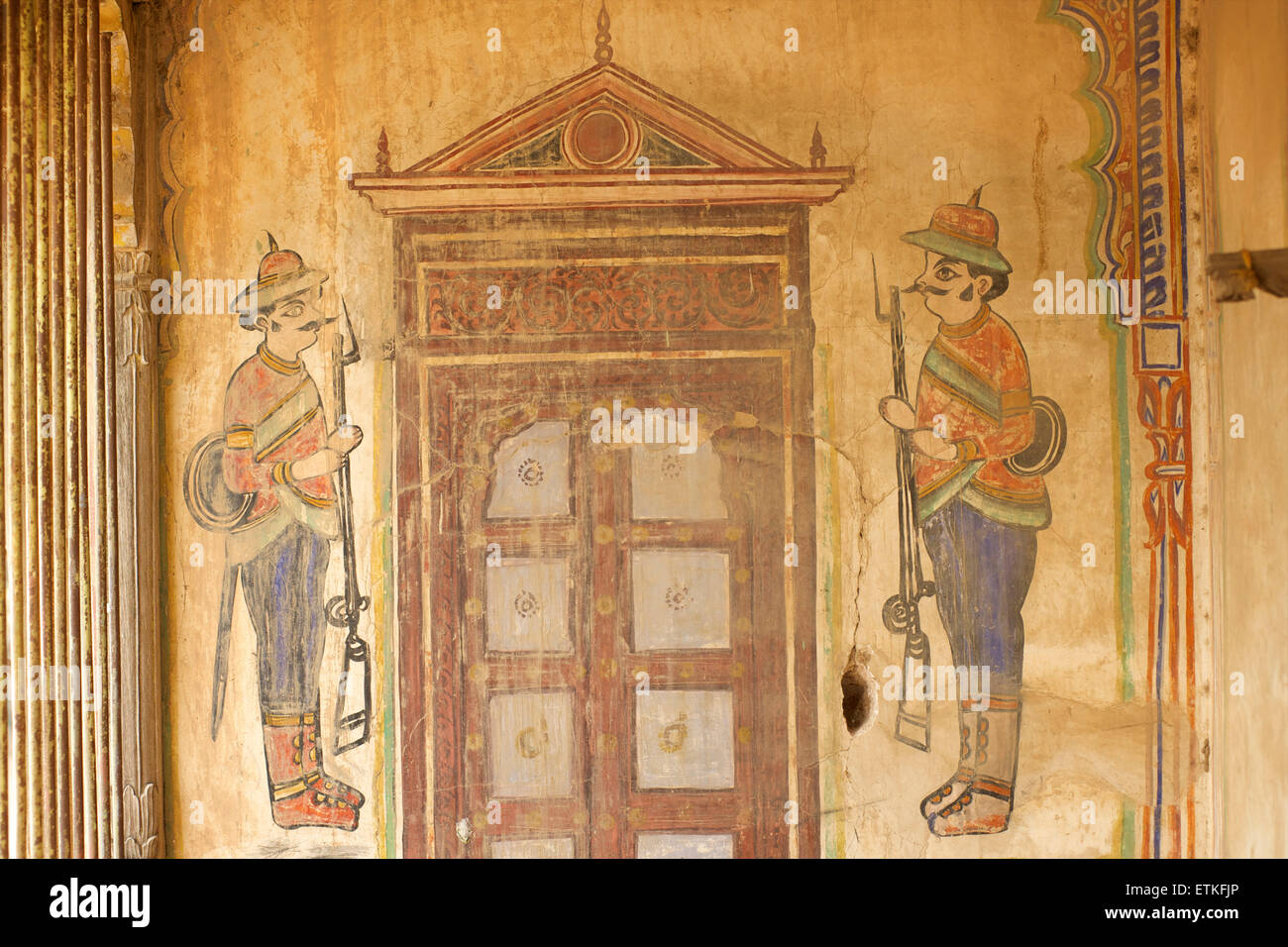 Painted walls of an old Haveli, Shekawati Region, Rajasthan, India