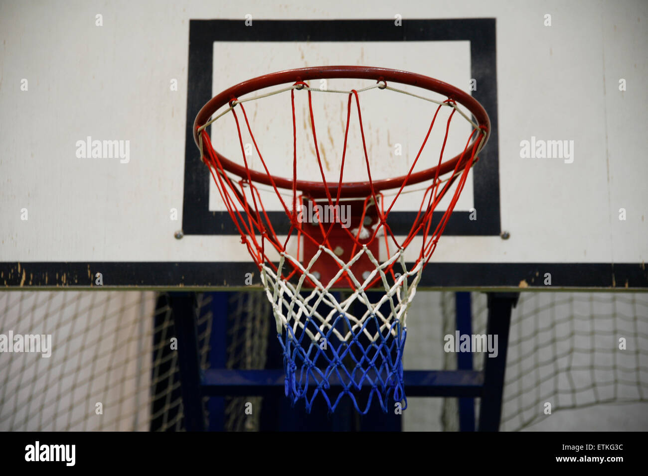 Basketball hoop in the high school gym Stock Photo Alamy