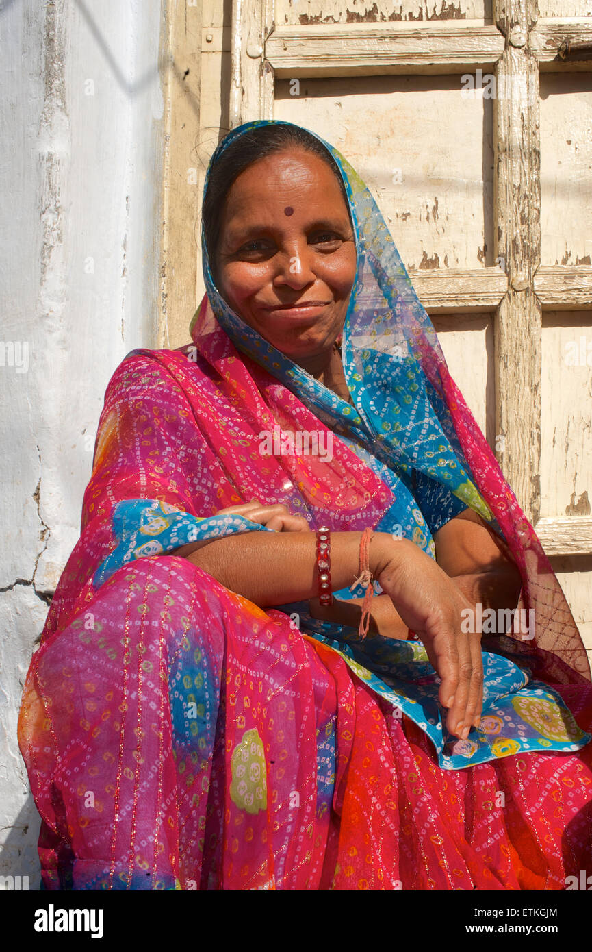 Rajasthani woman outside her home, Udaipur, Rajasthan, India Stock Photo -  Alamy