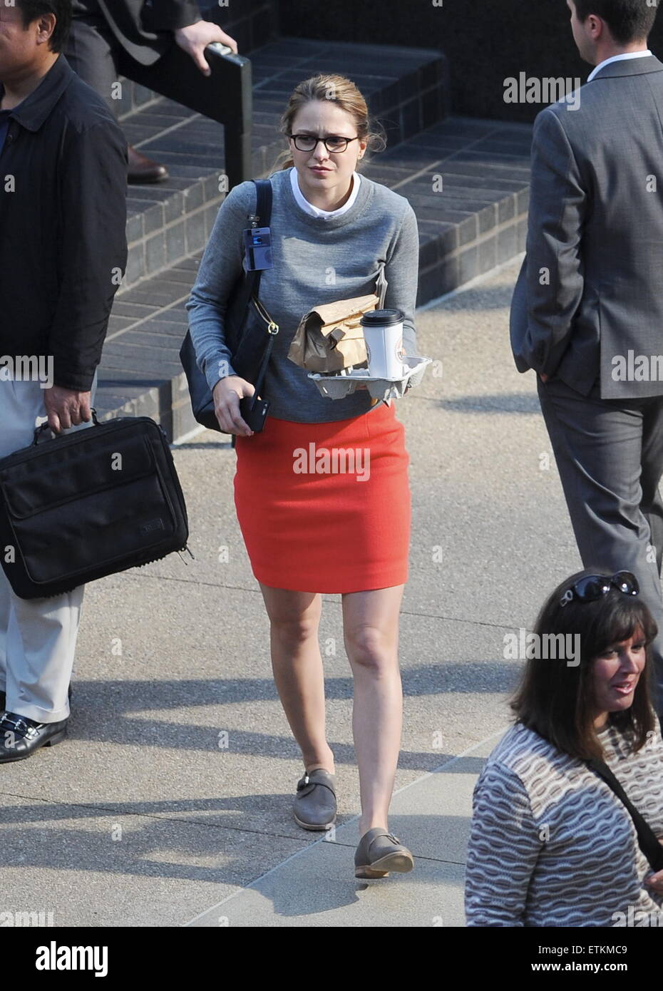 Glee star Melissa Benoist spotted on the set of her new pilot tv series 'Supergirl' filming in downtown Los Angeles. The actress will be playing the role of supergirl along side with Calista Flockhart and Dean Cain.  Featuring: Melissa Benoist Where: Los Angeles, California, United States When: 09 Mar 2015 Credit: Cousart/JFXimages/WENN.com Stock Photo