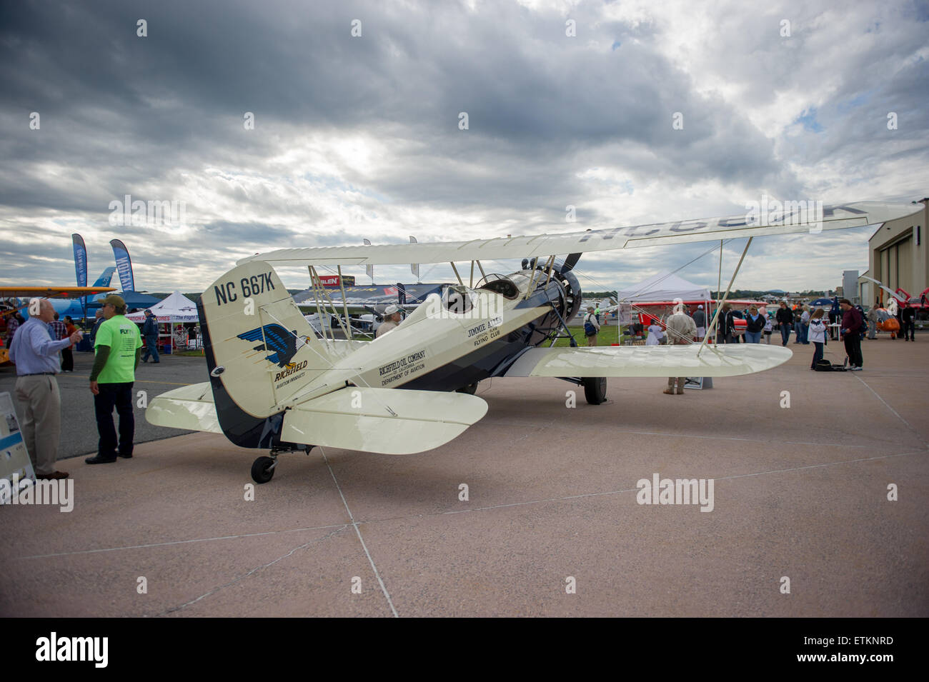 Biplane on display at air show in Creswell, Maryland, USA Stock Photo