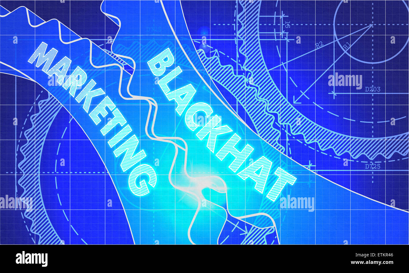 Blackhat Marketing on the Cogwheels. Blueprint Style Stock Photo Alamy