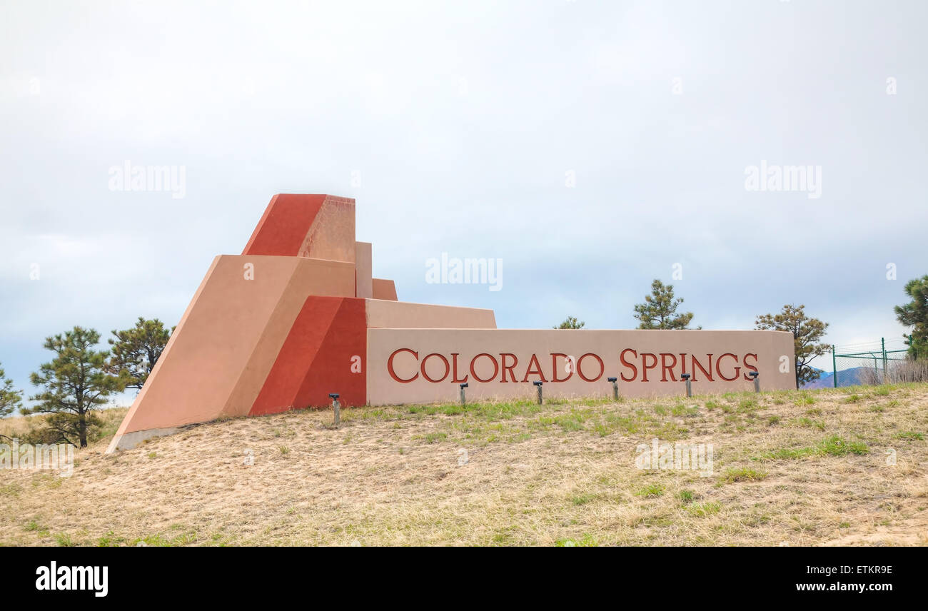 Colorado Springs roadside sign at the highway Stock Photo Alamy