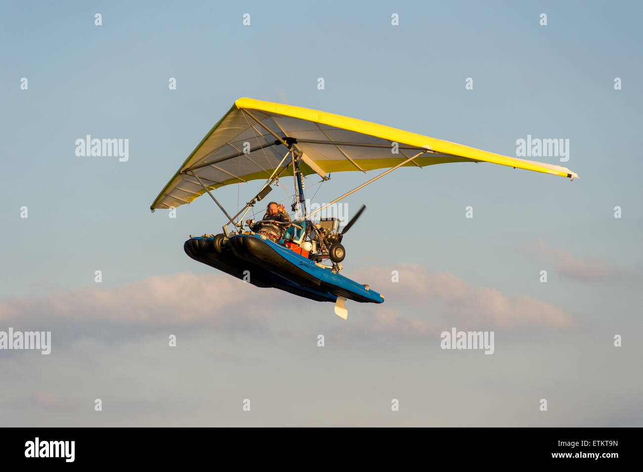 Weight shift amphibious ultra light flying in Maryland, USA Stock Photo