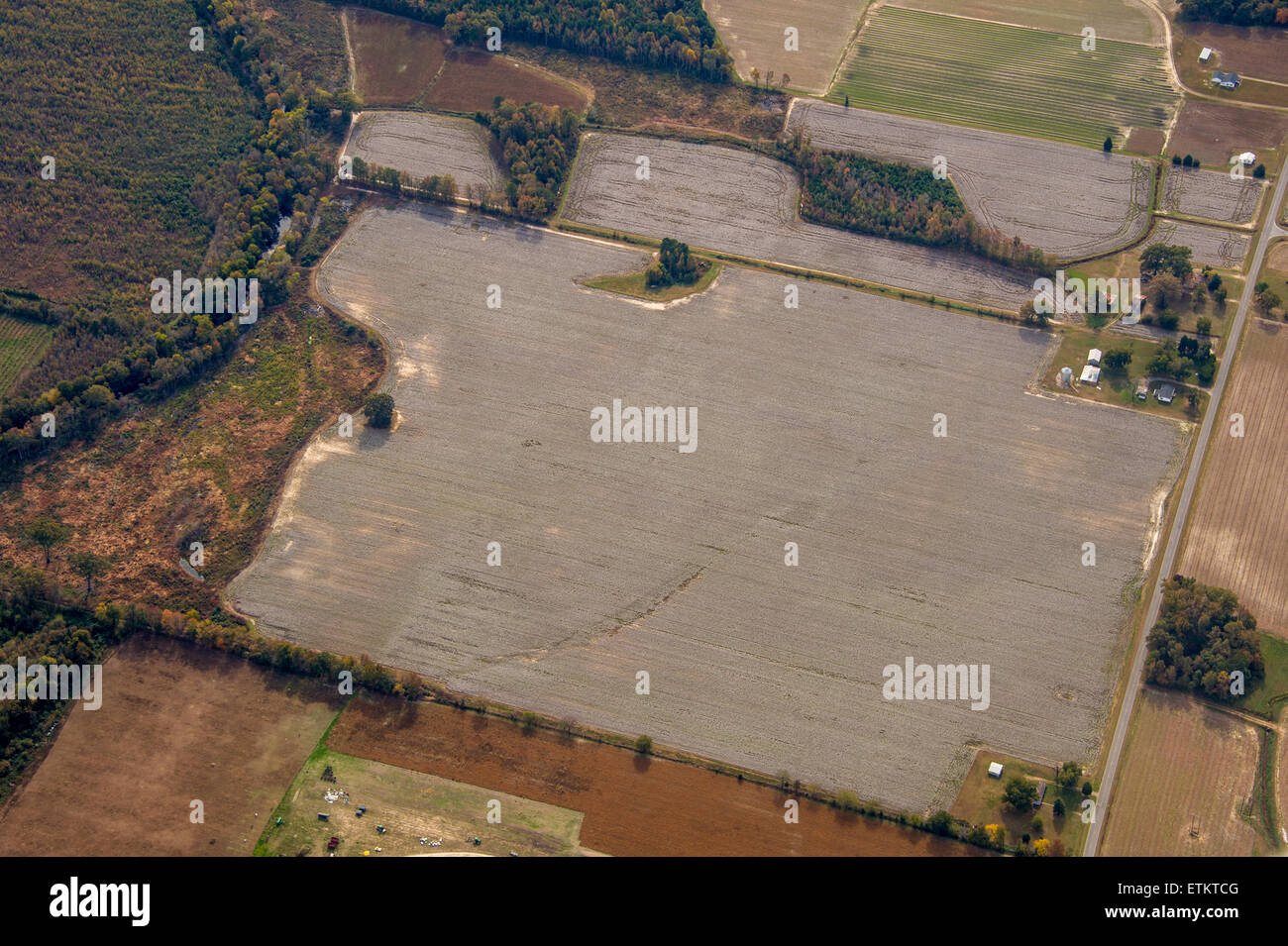 Aerial of field Eastern, USA Stock Photo