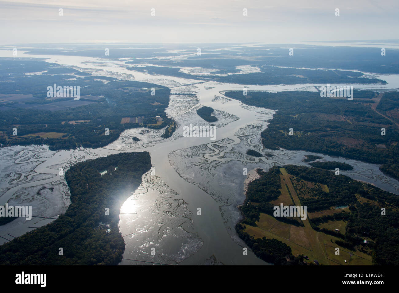 Aerial of river in Eastern, USA Stock Photo - Alamy