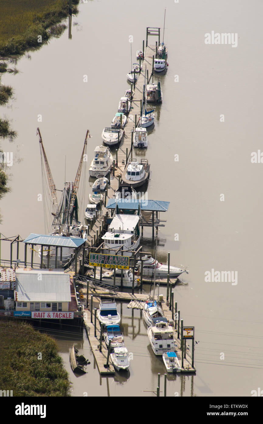 Boats along a dock in Georgia, USA Stock Photo