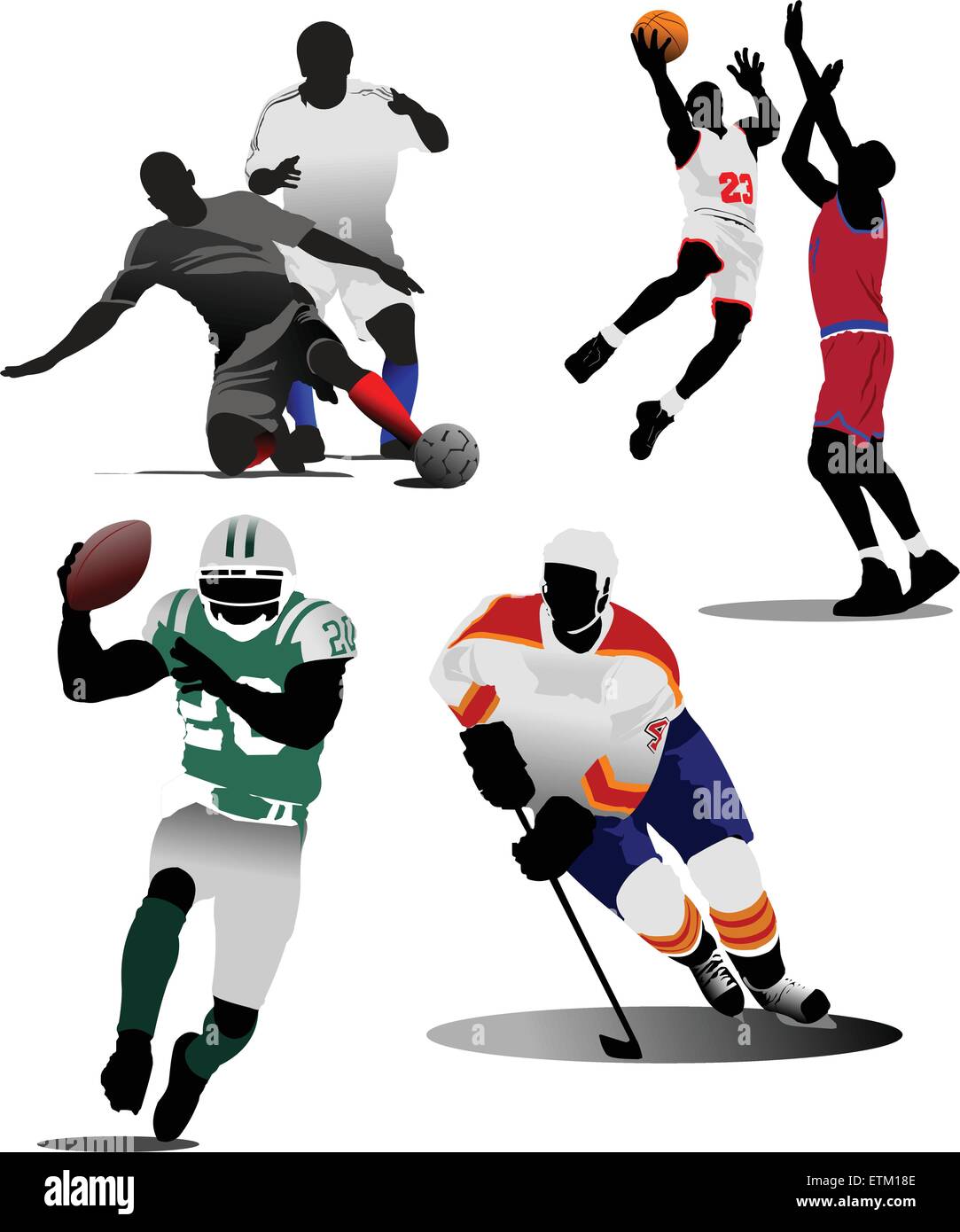 Four kinds of team sport game. Vector illustration Stock Vector Image