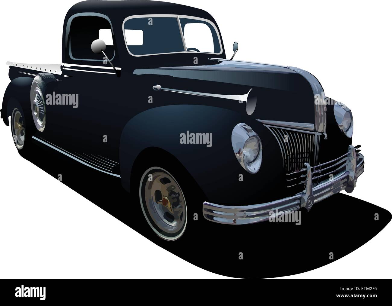 Black pickup truck with badges removed Stock Vector