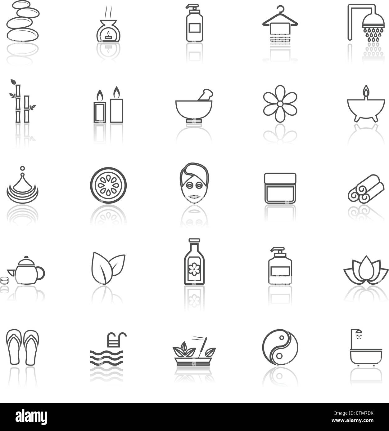 Spa line icons with reflect on white, stock vector Stock Vector Image ...