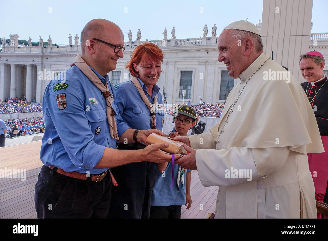 Vatican. 13th June, 2015. Pope Francis meets Agesci, Catholic Scout Guide Association, in Saint Peter Square. 13 June 2015 Credit:  Realy Easy Star/Alamy Live News Stock Photo