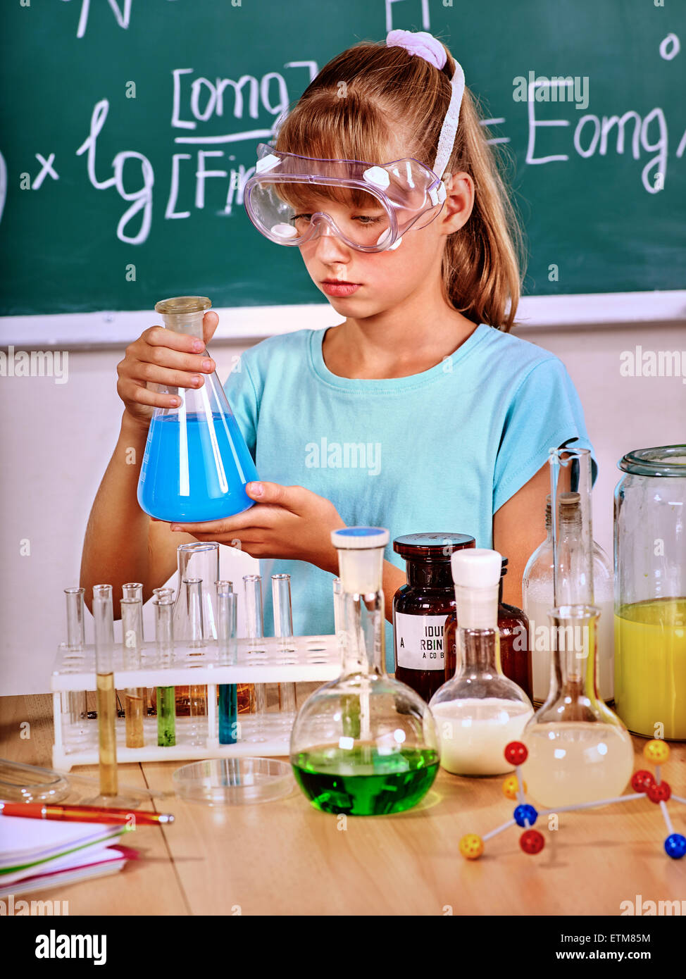 Child in chemistry class Stock Photo Alamy