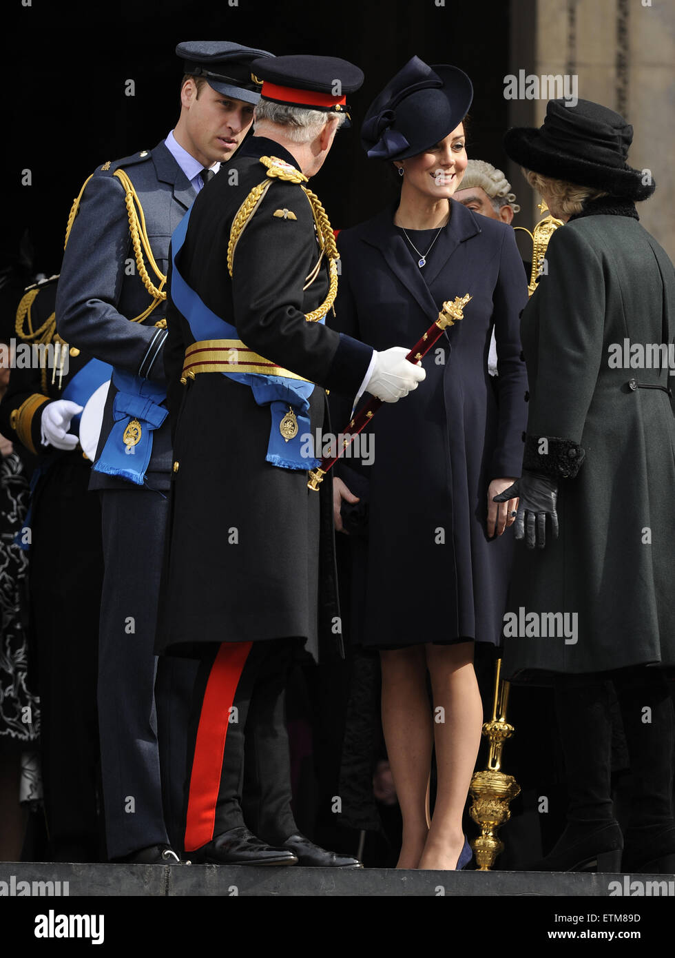 Members of the Royal family  attends the commemoration service to mark the end of combat operations in Afghanistan at St.Paul's Cathedral in London.  Featuring: Camilla Parker-Bowles Duchess of Cornwell, Catherin Duches of Cambridge, Prince William Duke of Cambridge, Prince Charles Prince of Wales Where: London, United Kingdom When: 13 Mar 2015 Credit: Euan Cherry/WENN.com Stock Photo