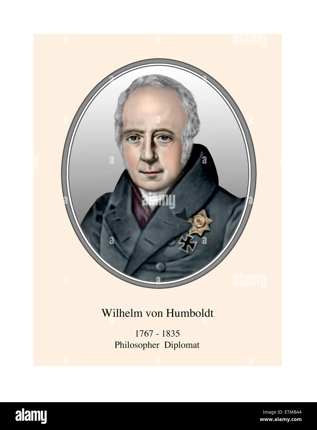 Wilhelm von Humboldt Portrait Modern Illustration Stock Photo