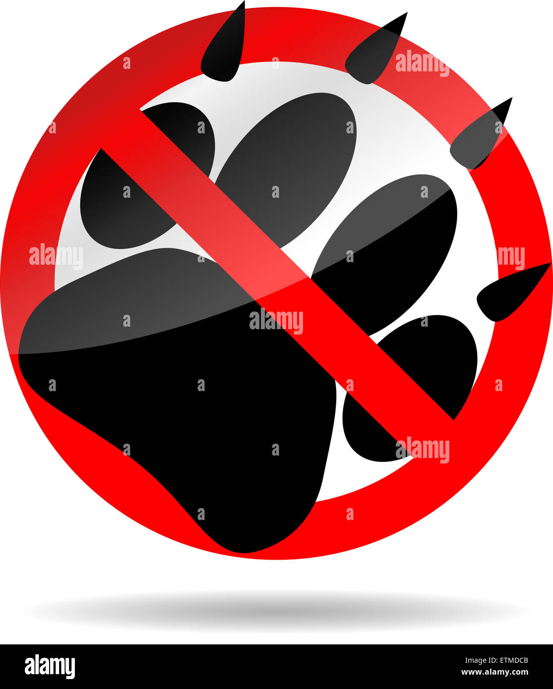 Ban foot print animal. Pet paw, print dog, wildlife cat or tiger, vector graphic illustration Stock Photo
