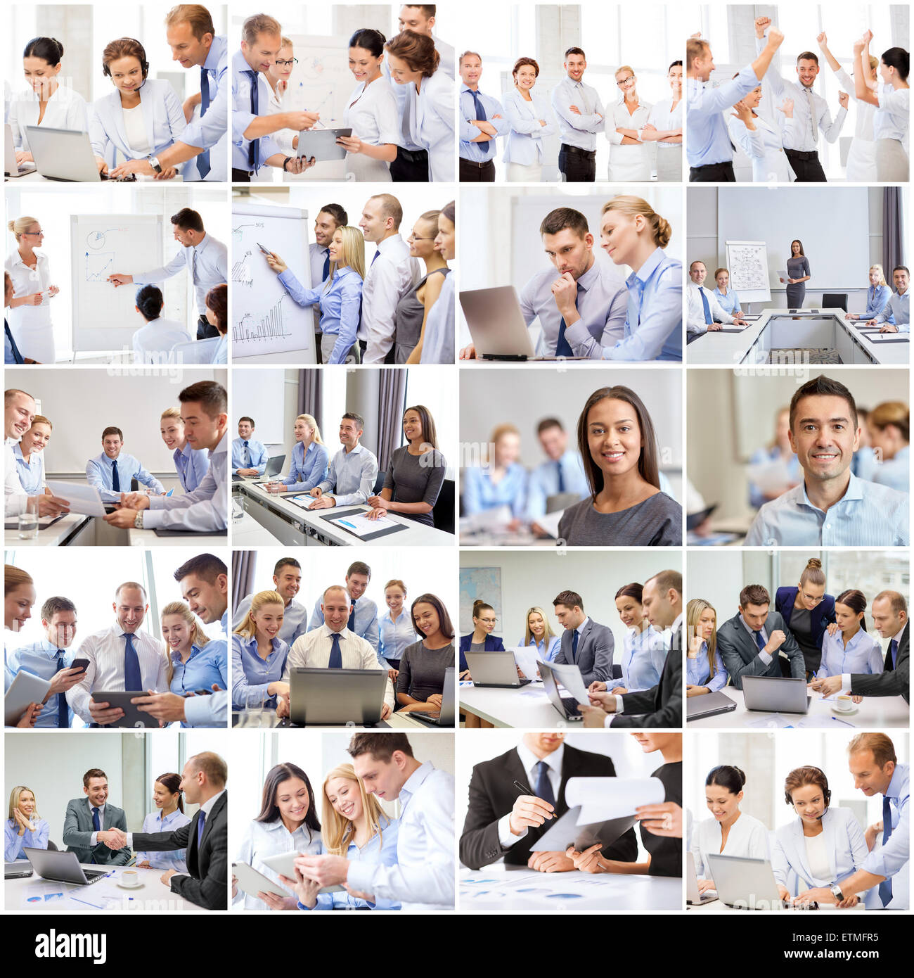 collage with many business people in office Stock Photo - Alamy