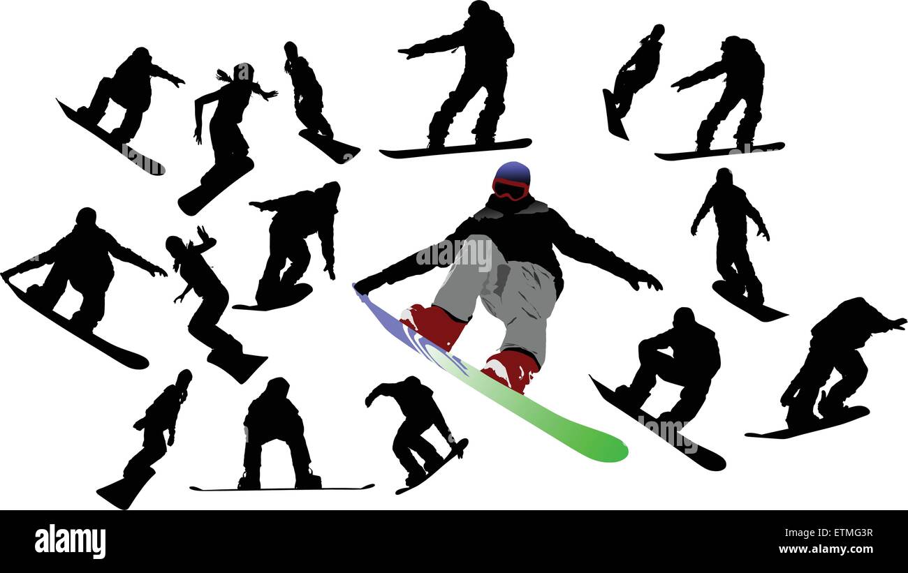 Силуэт сноубордиста Постер