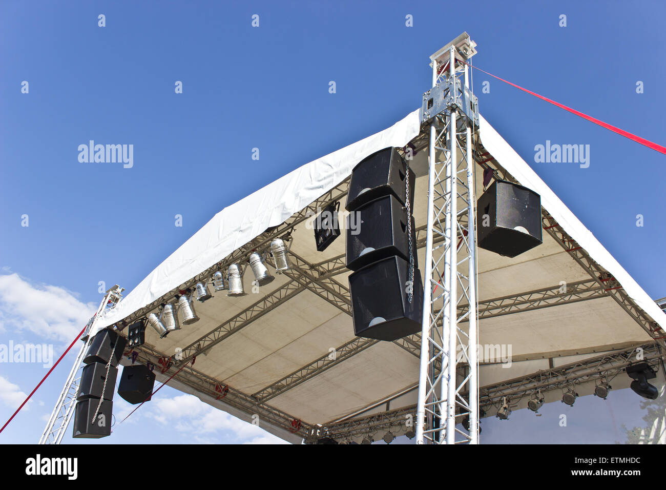 Outdoor concert stage construction over sky Stock Photo